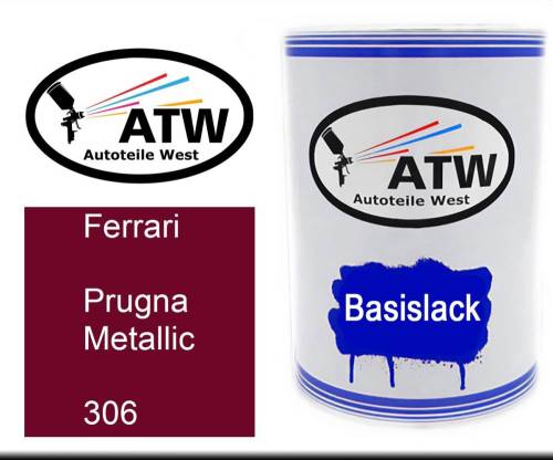 Ferrari, Prugna Metallic, 306: 500ml Lackdose, von ATW Autoteile West.